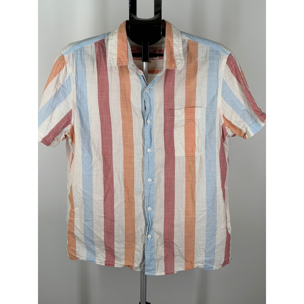 American Eagle Outfitters Mens Large Striped Short Sleeve Button Down Shirt